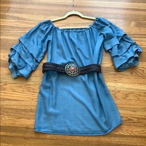 Jean demin off-the-shoulder Zara dress 👗🍂